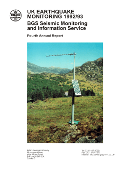 4th Annual Report - BGS Earthquake Seismology