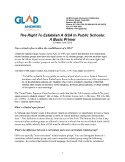 The Right To Establish A GSA In Public Schools: A Basic