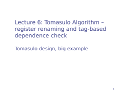 Lecture 6: Tomasulo Algorithm &ndash; register renaming and tag