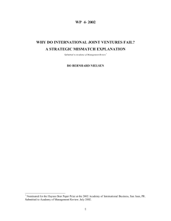 STRATEGIC MOTIVATION FOR IJV FORMATION