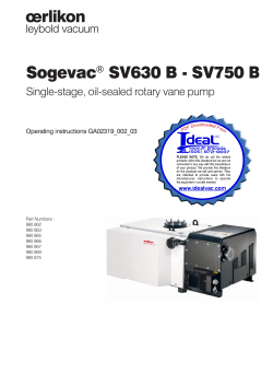 Oerlikon Leybold SOGEVAC SV630B Vacuum Pumps.