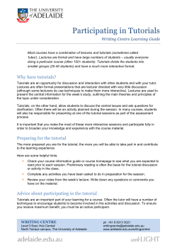 Participating in Tutorials - The University of Adelaide
