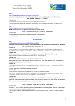 Overview EGU 2015 Contributions by ICLEA