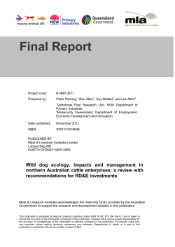 The Ecology, Impacts and Management of Wild Dogs in Northern