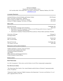 CV - Center for Jewish Studies