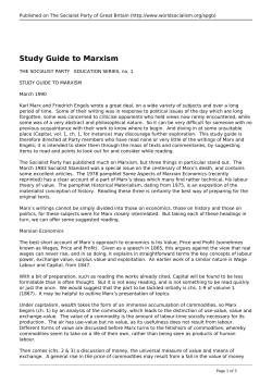 Study Guide to Marxism - World Socialist Movement