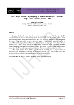 Miss Emily Grierson`s Psychopathy in William Faulkner`s &ldquo;A Rose for