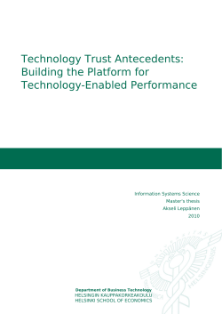 Technology Trust Antecedents: Building the Platform - Aalto