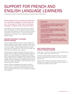 SuPPORT FOR FREnCh And EngliSh lAnguAgE lEARnERS