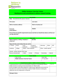 Hidden Sentence Train the Trainer Booking form and commitment to
