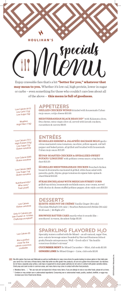 or Menu - Houlihan`s