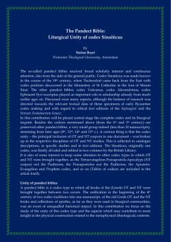 The Pandect Bible: Liturgical Unity of codex Sinaiticus
