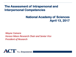 The Assessment of Intrapersonal and Interpersonal Competencies
