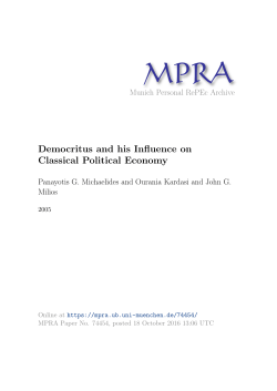 Democritus and his Influence on Classical Political Economy