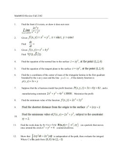 Math001D Review Fall 2102 1. Find the limit if it exists, or show it