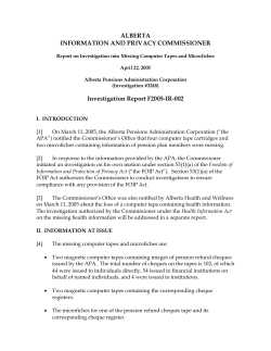 F2005-IR-002 - Office of the Information and Privacy Commissioner