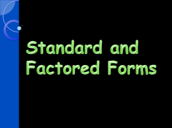 Standard Form of a Quadratic Relation