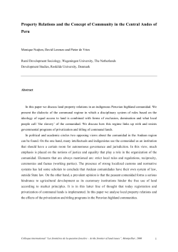 Property Relations and the Concept of Community in the