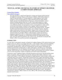 Textual, Genre and Social Features of Spoken Grammar