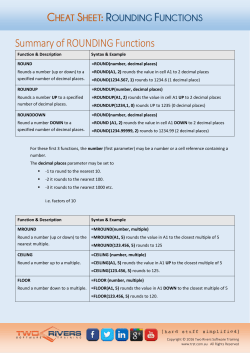 Summary of ROUNDING Functions - Two Rivers Software Training