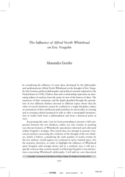 The Influence of Alfred North Whitehead on Eric Voegelin