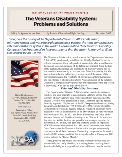 The Veterans Disability System: Problems and Solutions
