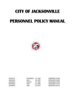 CITY OF JACKSONVILLE EMPLOYEE POLICY MANUAL