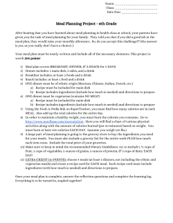 Meal Planning Project - 8th Grade