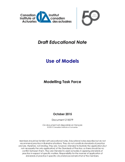 Draft Educational Note&mdash;Use of Models