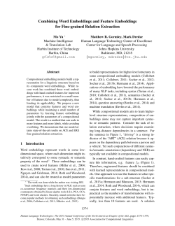 Combining Word Embeddings and Feature Embeddings for Fine
