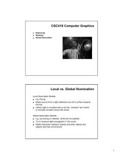 CSC418 Computer Graphics Local vs. Global Illumination
