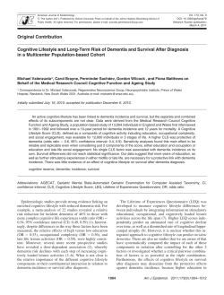Cognitive Lifestyle and Long-Term Risk of Dementia and Survival