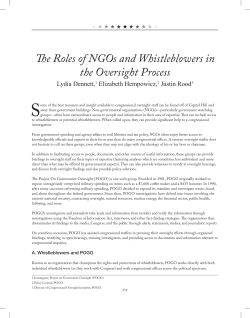 The Roles of NGOs and Whistleblowers in the Oversight Process
