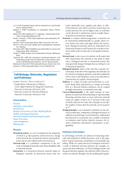 Cell Biology: Networks, Regulation and Pathways