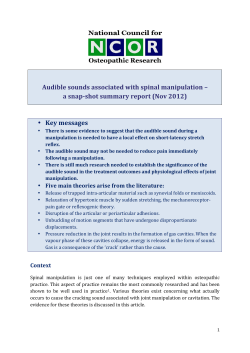 Audible sounds associated with spinal manipulation &ndash; a brief