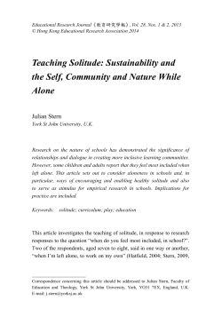 Teaching Solitude: Sustainability and the Self, Community