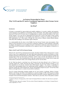 An Eastern Partnership for Peace: Why NATO and the EU need a