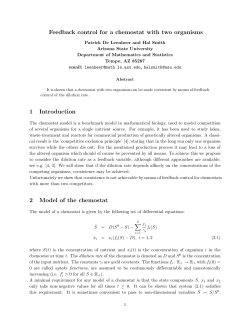 Feedback control for a chemostat with two organisms 1 Introduction