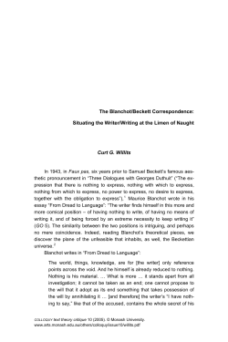 The Blanchot/Beckett Correspondence