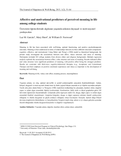 Affective and motivational predictors of perceived meaning in life