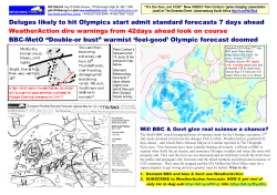Deluges likely to hit Olympics start admit standard forecasts 7 days