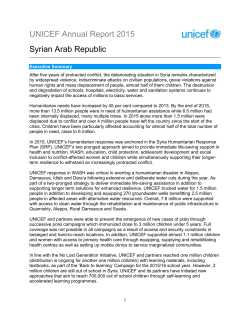UNICEF Annual Report 2015 Syrian Arab Republic