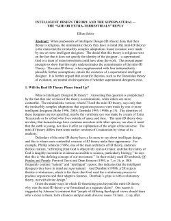 Intelligent Design Theory Almost Entails the