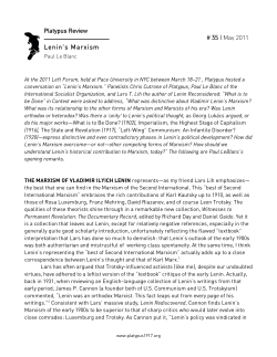 Platypus Review Lenin`s Marxism # 35 | May 2011