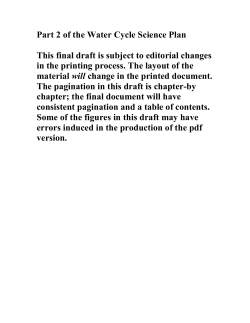 Part 2 of the Water Cycle Science Plan This final draft is subject to