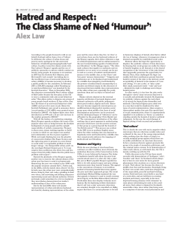 Hatred and Respect: The Class Shame of Ned `Humour`1