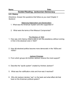 Guided Reading: Jacksonian Democracy