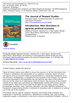 Introduction: New directions in agrarian political economy