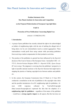 Part E &ndash; Protection of Press Publications Concerning Digital Uses