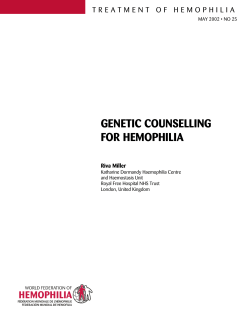 genetic counselling for hemophilia - Hemophilia Society, Bangalore